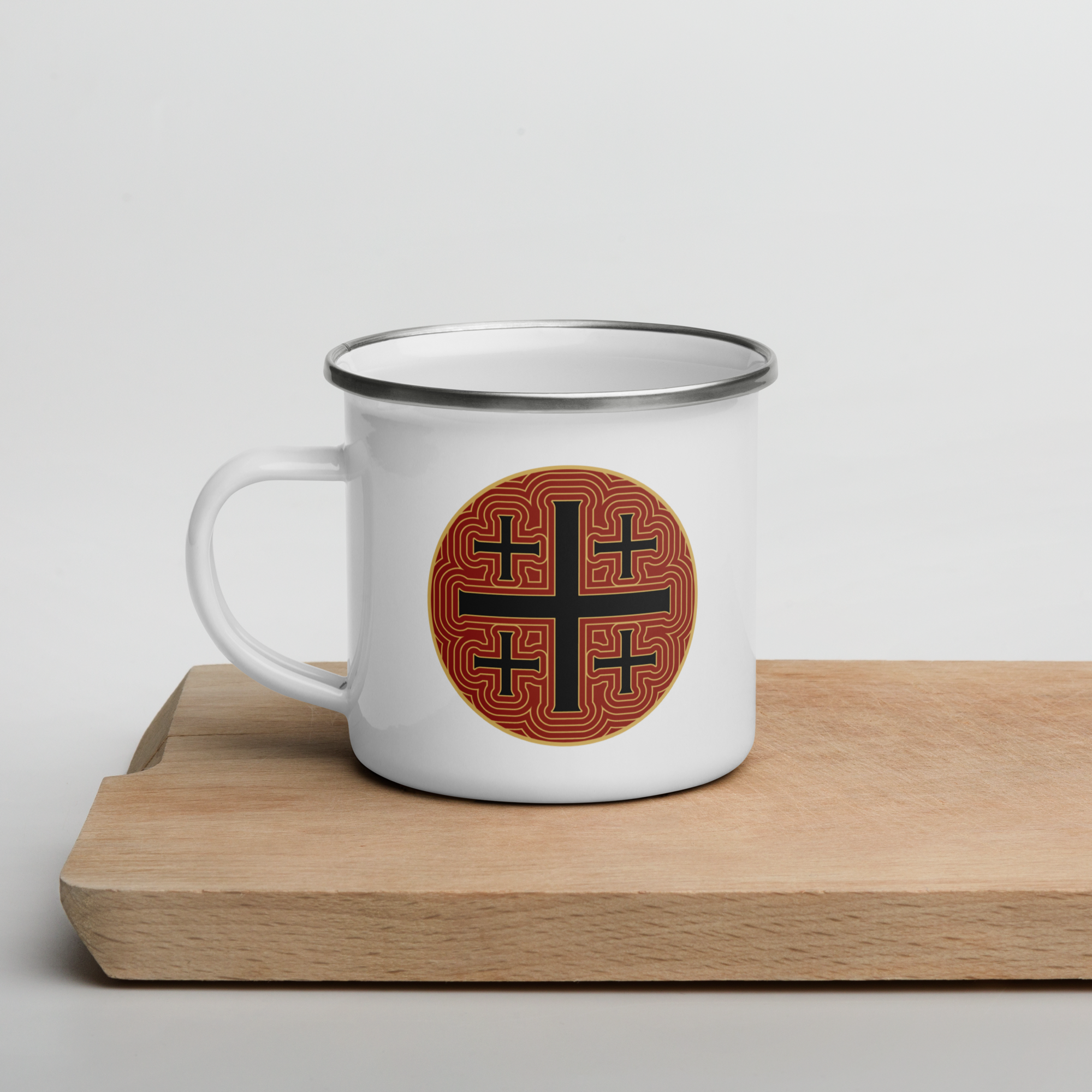Jerusalem Cross 12oz Enamel Mug